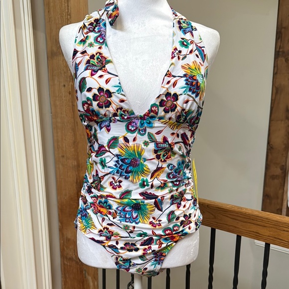 Sport Wear Other - Floral Halter One Piece Swimsuit White multicolor tie neck 12 Large